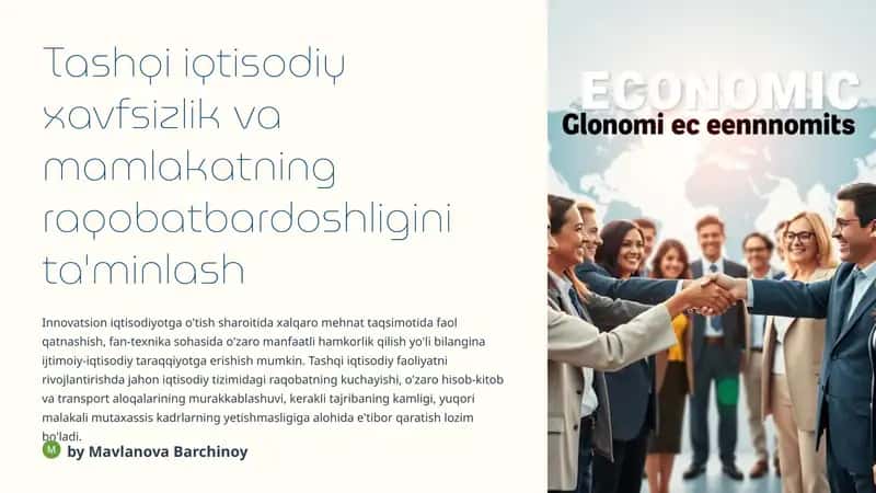 Tashqi iqtisodiy xavfsizlik va mamlakatning raqobatbardoshligini ta'minlash 1