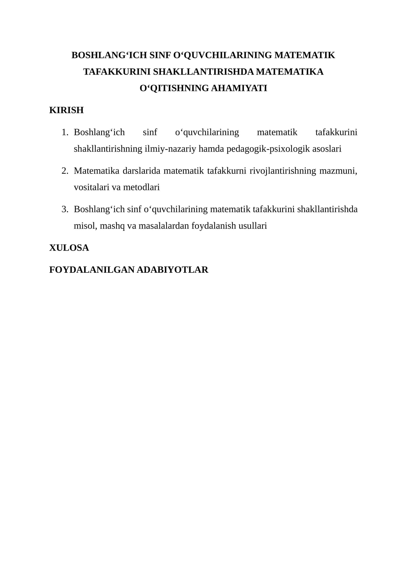 Matematik Tafakkurini Shakllantirish 1