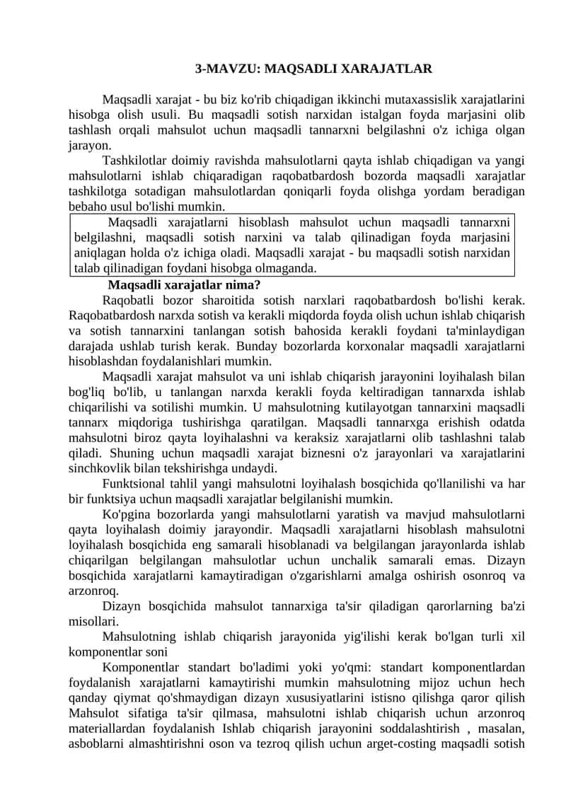 MAQSADLI XARAJATLAR 1