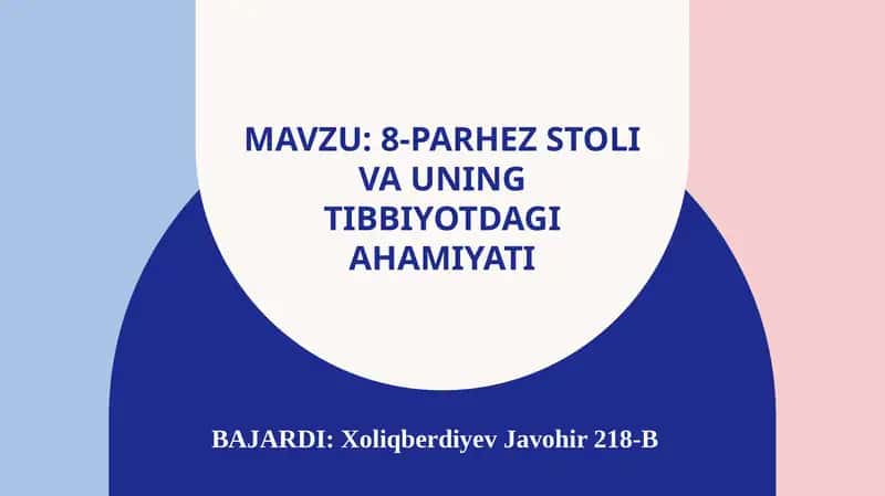8-parhez stoli va uning tibbiyotdagi oʻrni 1