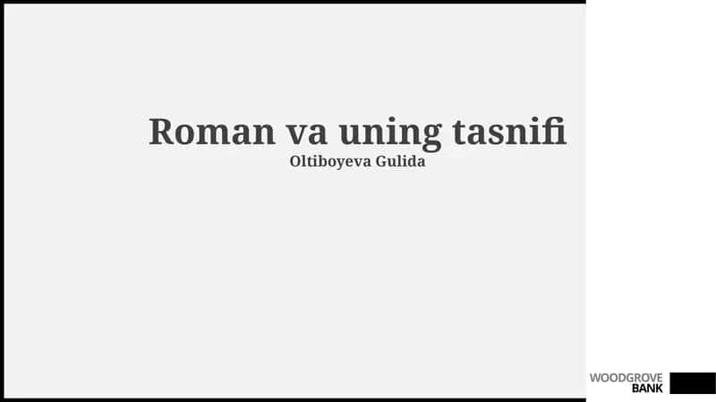 Roman va uning tasnifi 1