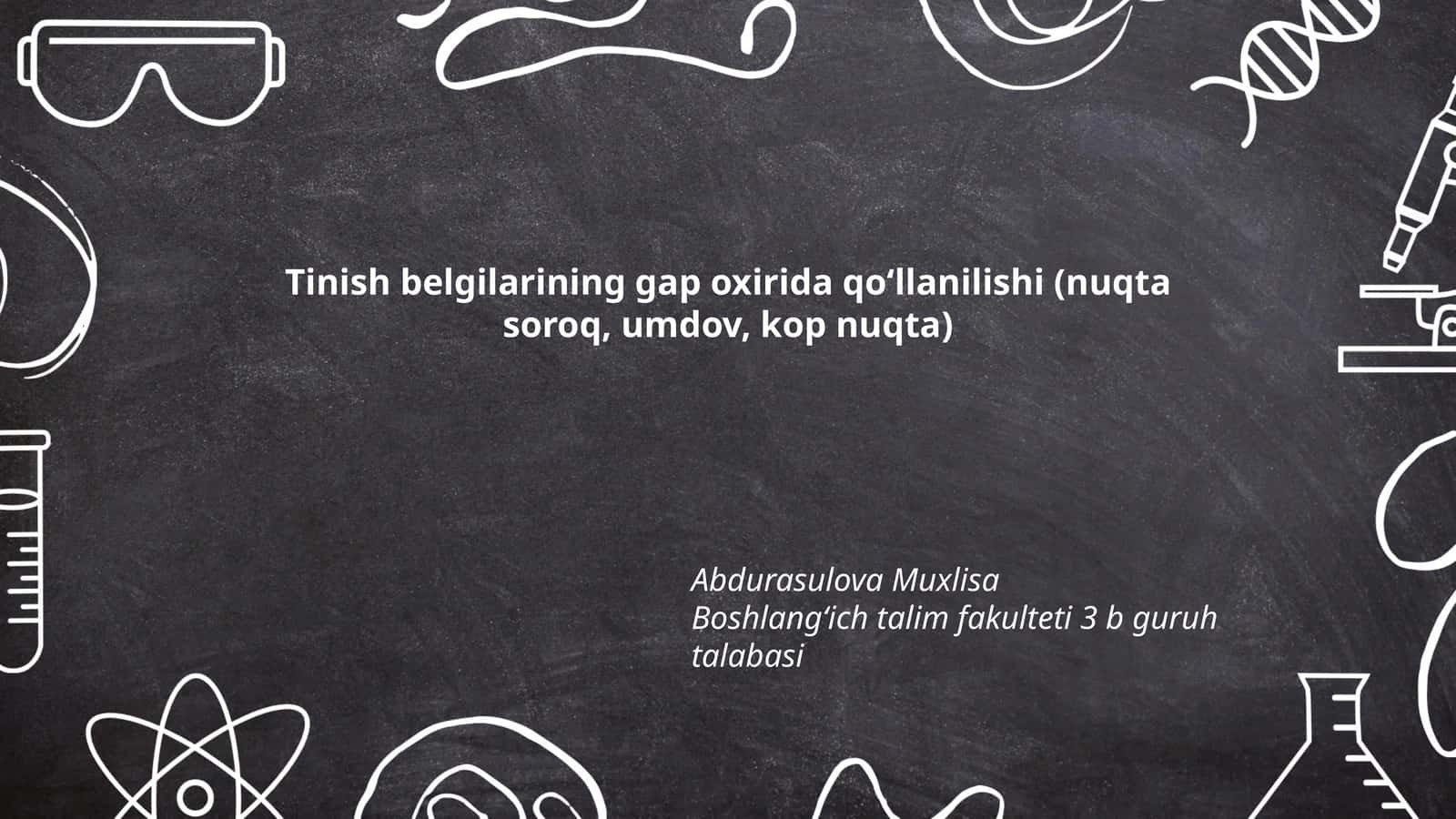 Tinish belgilarining gap oxirida qoʻllanilishi (nuqta soroq, umdov, kop nuqta) 1