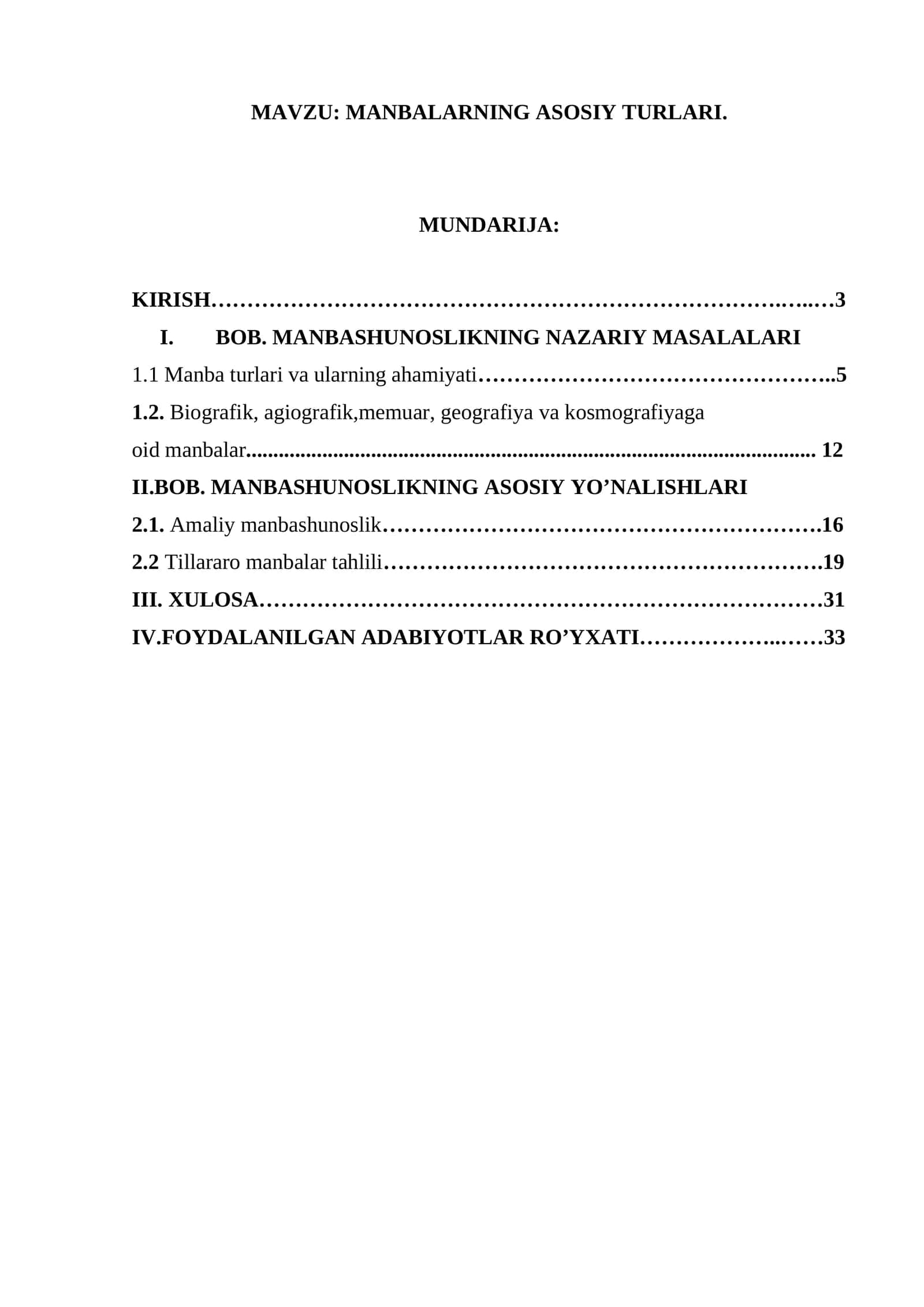 MANBALARNING ASOSIY TURLARI 1