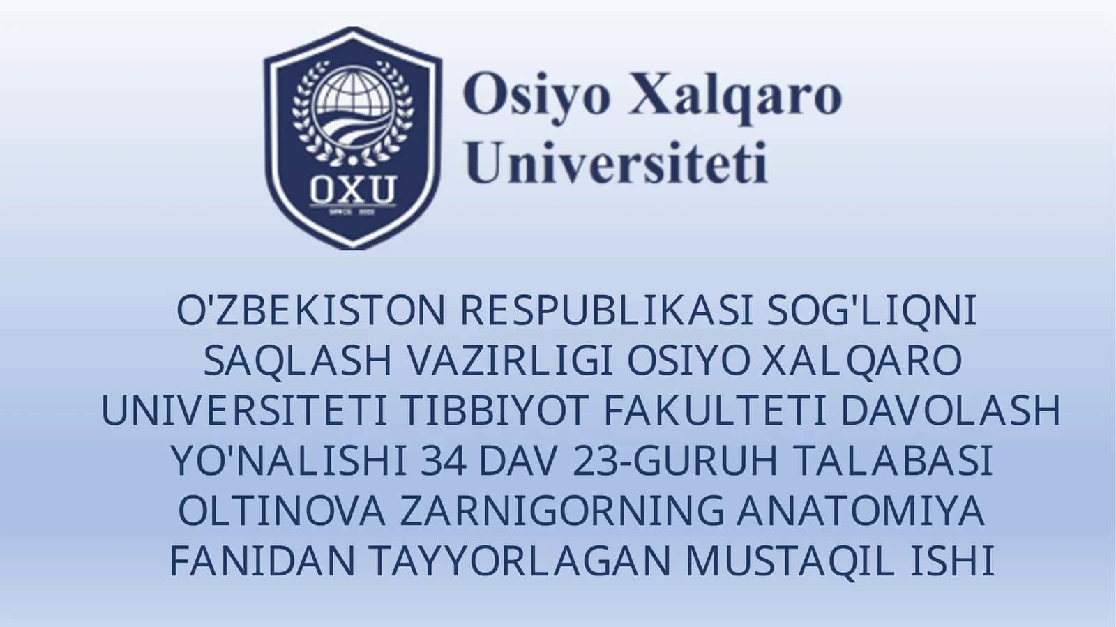 OLTINOVA ZARNIGORNING ANATOMIYA 1