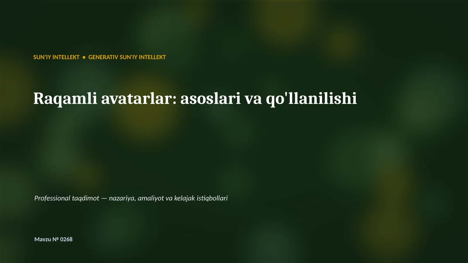 Raqamli avatarlar: asoslari va qo'llanilishi 1