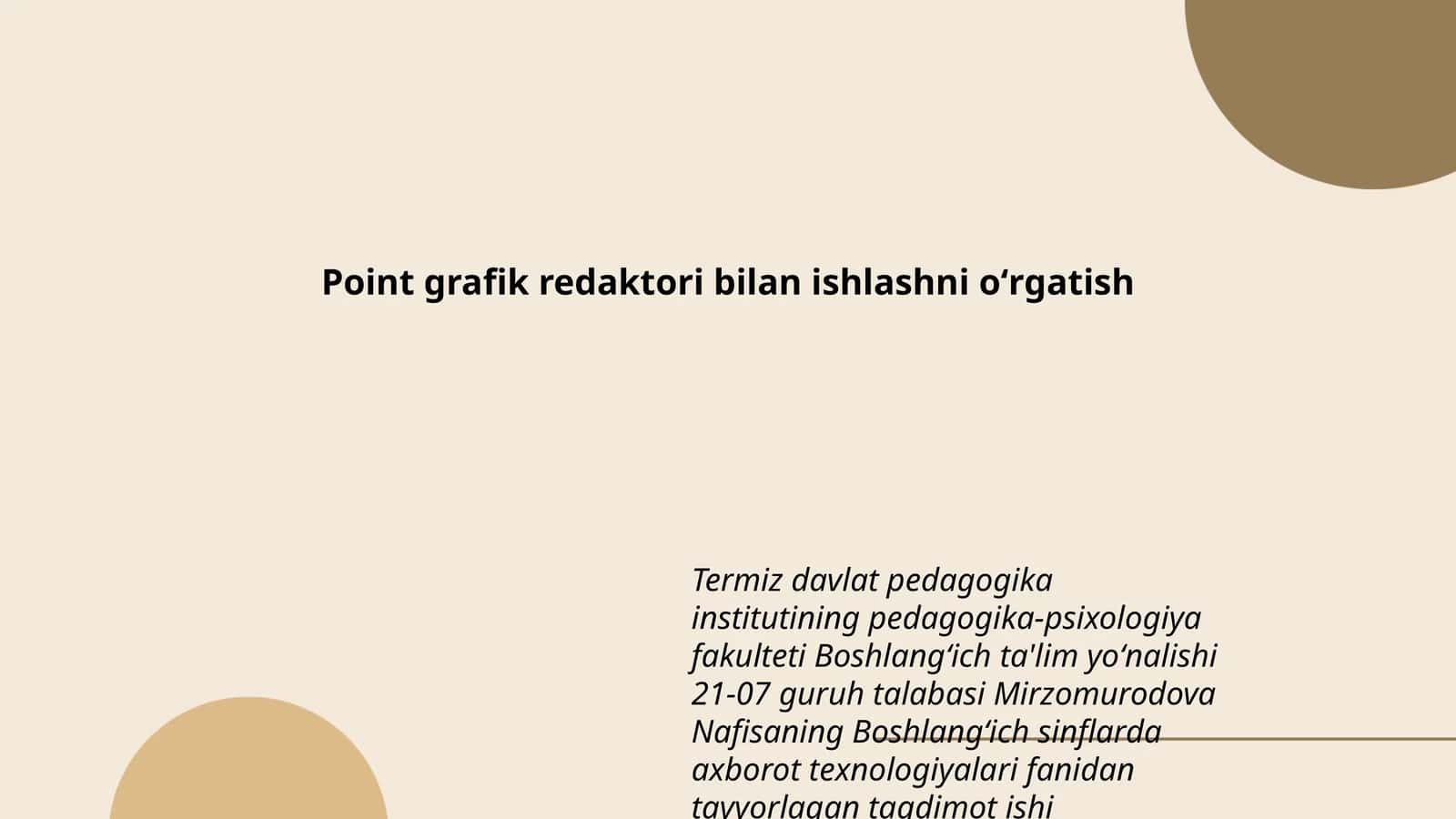 Point grafik redaktori bilan ishlashni oʻrgatish 1