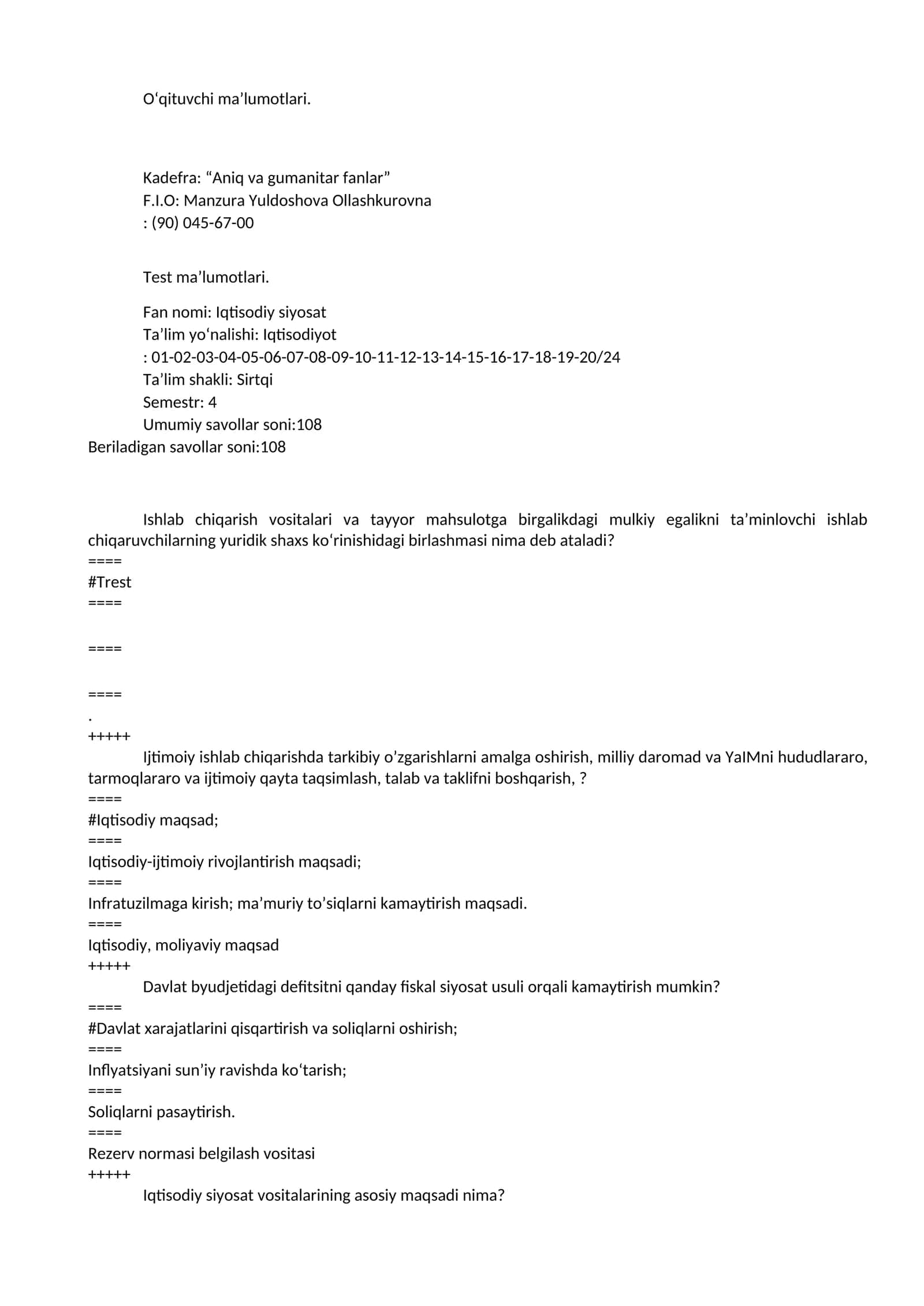 Iqtisodiy siyosat 1