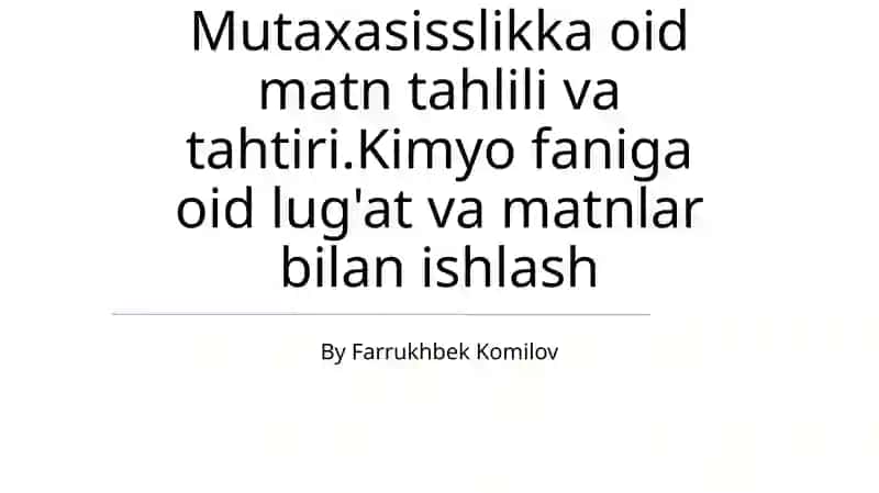 Kimyo faniga oid lug'at va matnlar