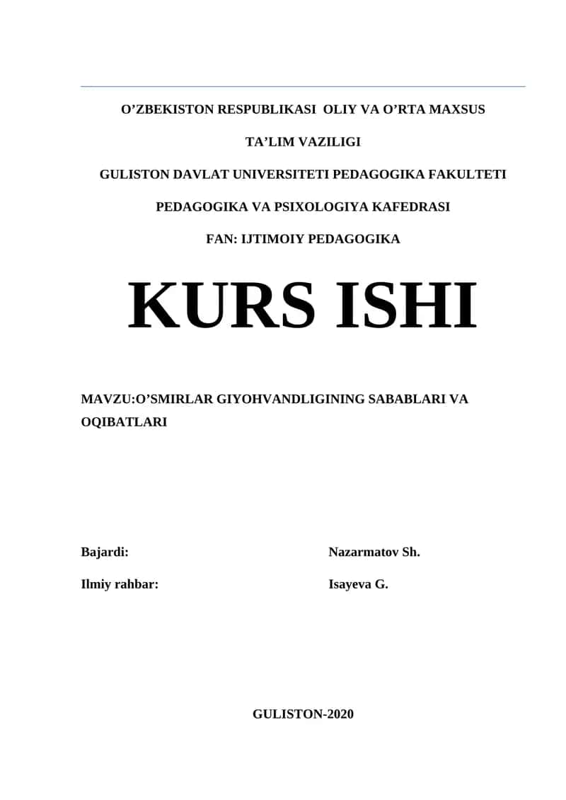O’SMIRLAR GIYOHVANDLIGINING SABABLARI VA OQIBATLARI 1