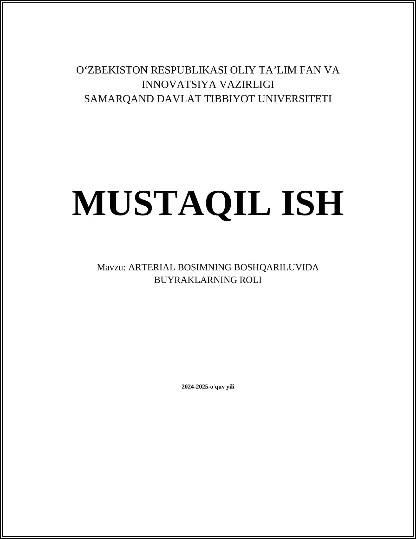 ARTERIAL BOSIMNING BOSHQARILUVIDA BUYRAKLARNING ROLI 1