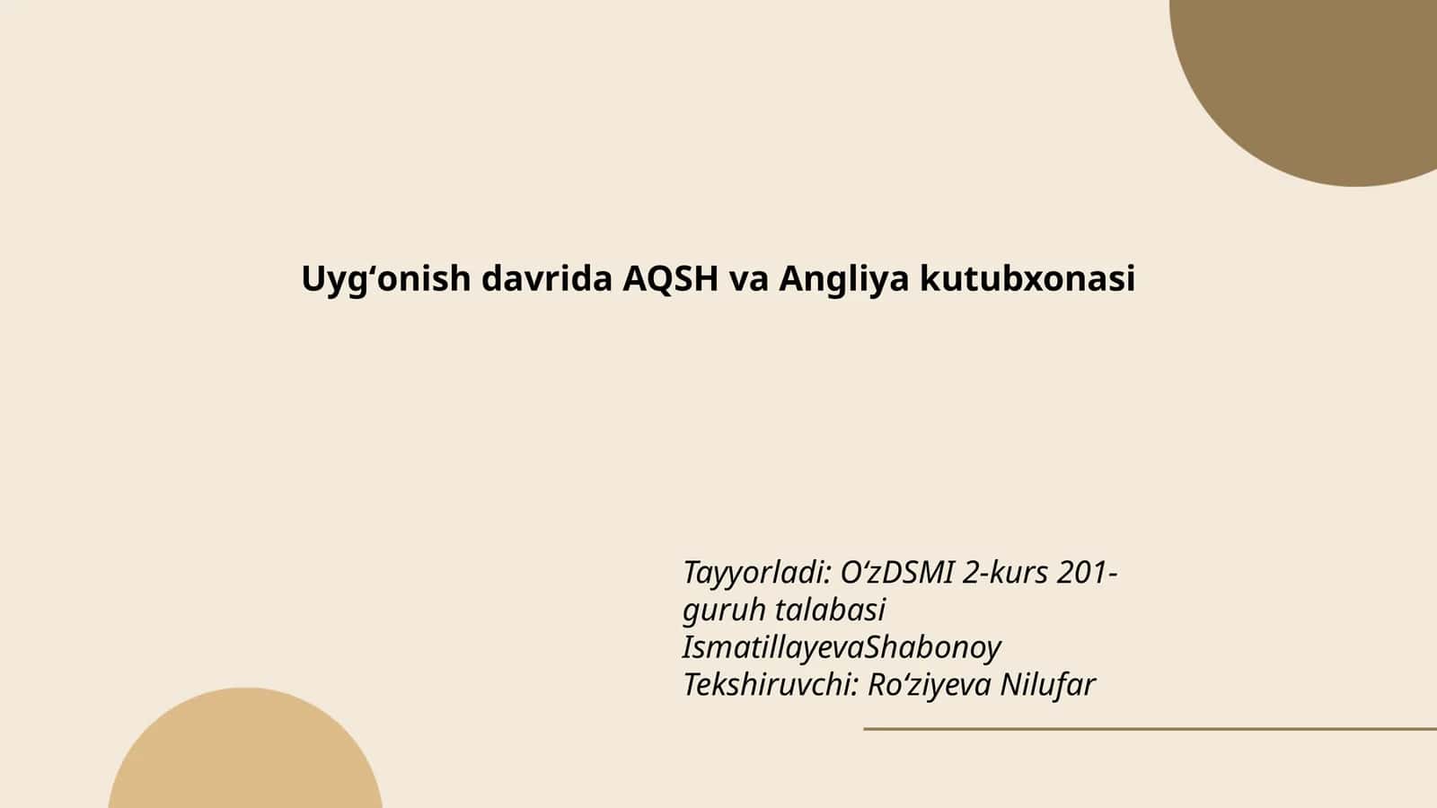 Uygʻonish davrida AQSH va Angliya kutubxonasi 1