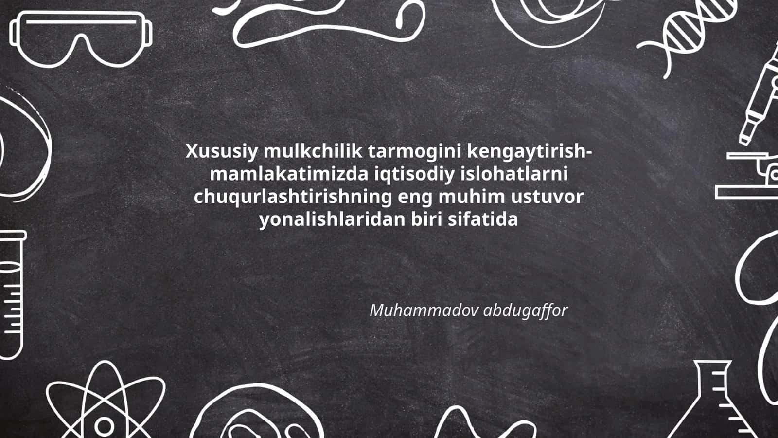 Xususiy mulkchilik tarmogini kengaytirish- mamlakatimizda iqtisodiy islohatlarni chuqurlashtirishning eng muhim ustuvor yonalishlaridan biri sifatida 1