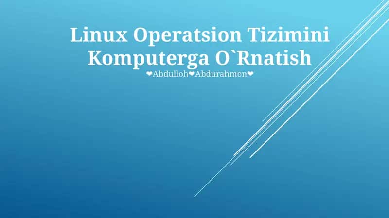 Linux Operatsion Tizimini Komputerga O`Rnatish 1