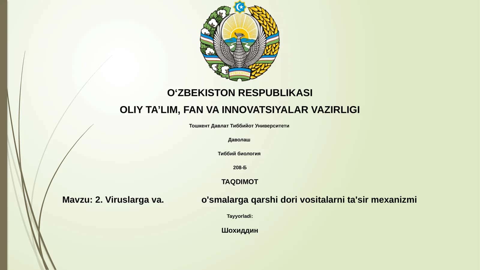 Viruslarga va. o'smalarga qarshi dori vositalarni ta'sir mexanizmi 1