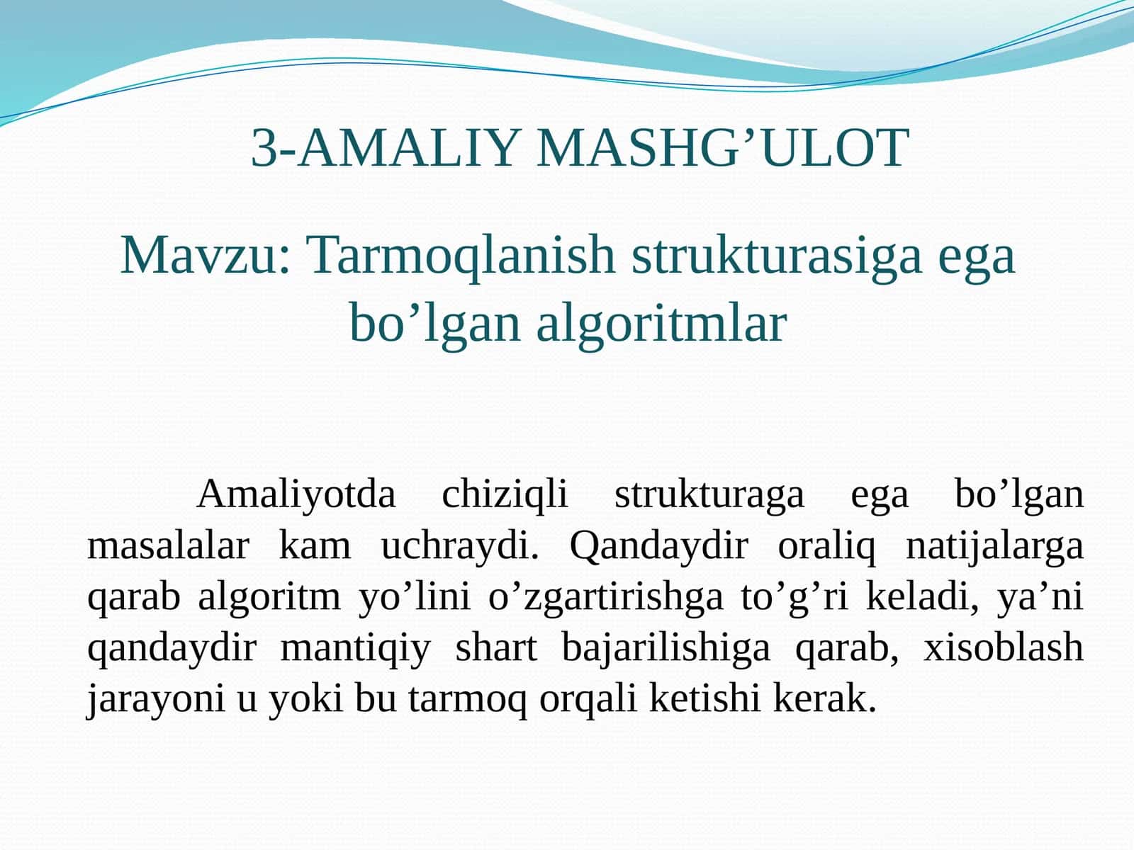 Tarmoqlanish strukturasi 1