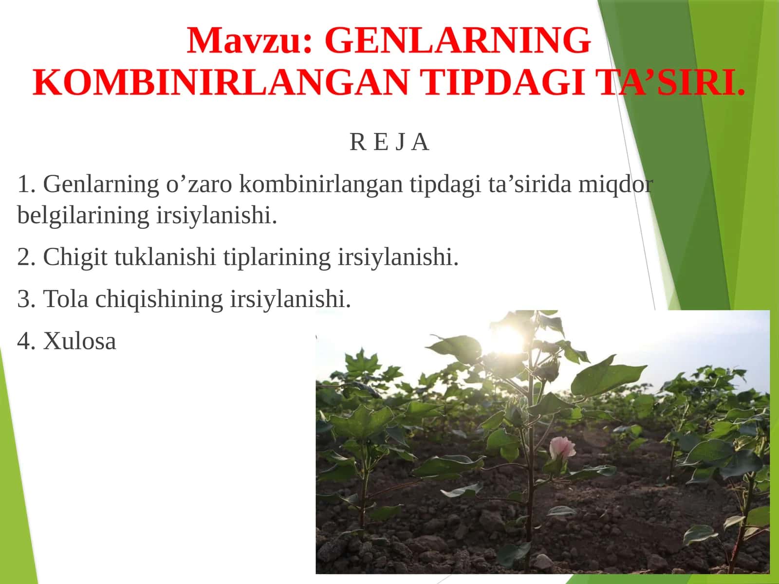 Genlarning kombinirlangan tipdagi ta’siri 1