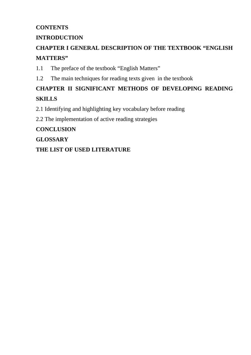 Developing reading skills based on the textbook “English Matters” 1