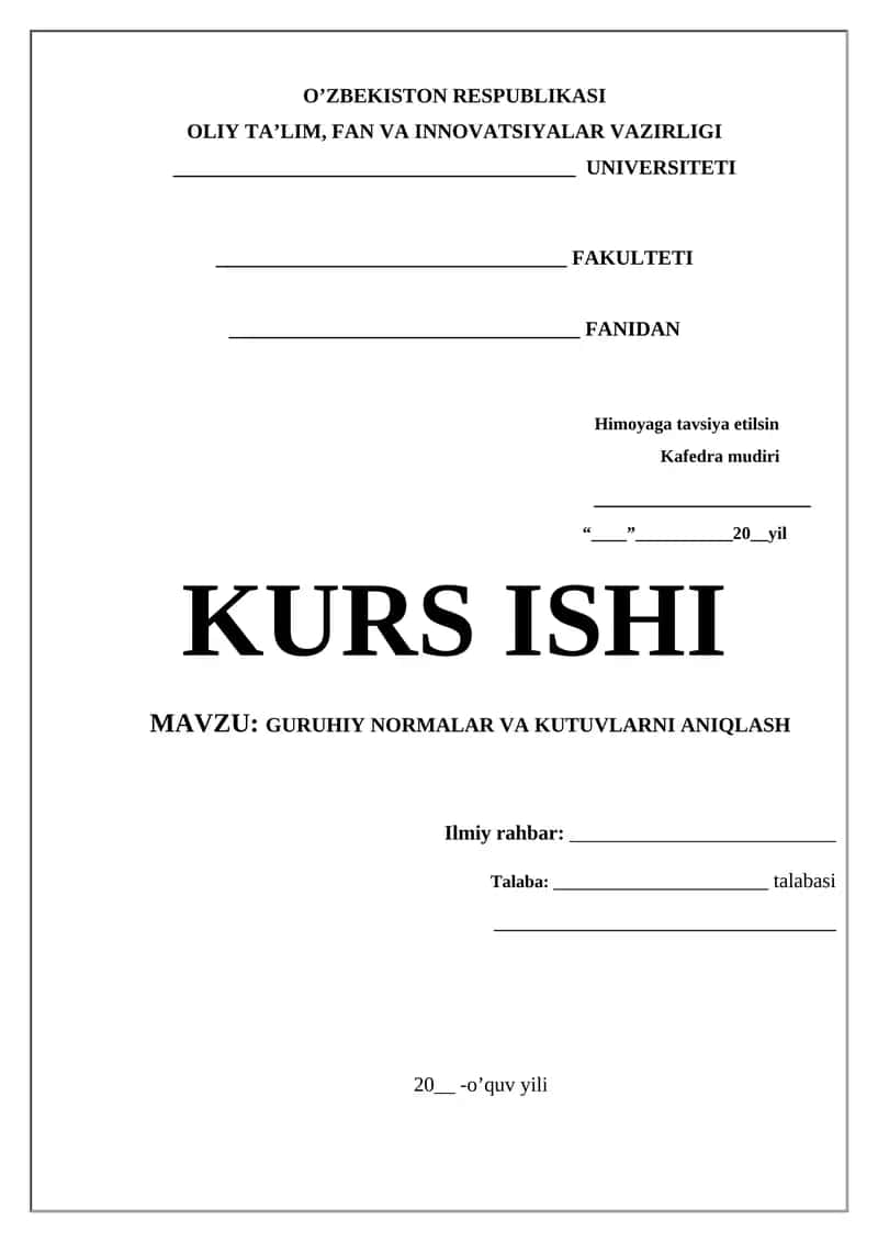 GURUHIY NORMALAR VA KUTUVLARNI ANIQLASH 1