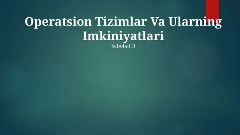Operatsion tizimlar 1