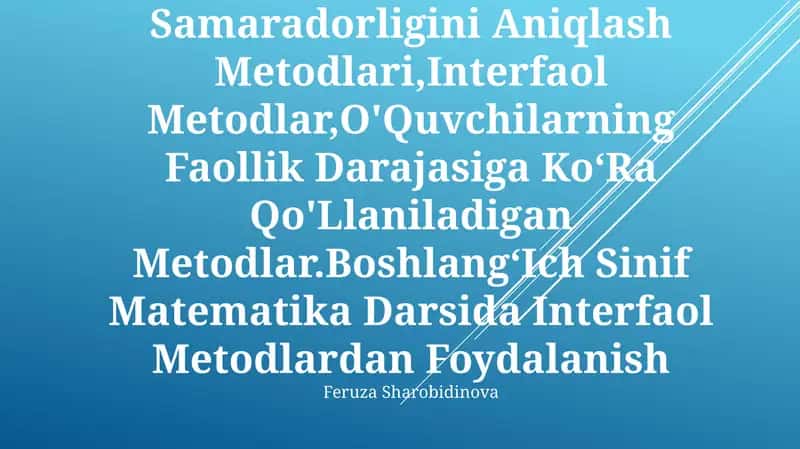 Didaktik O'Yin Metodlari 1