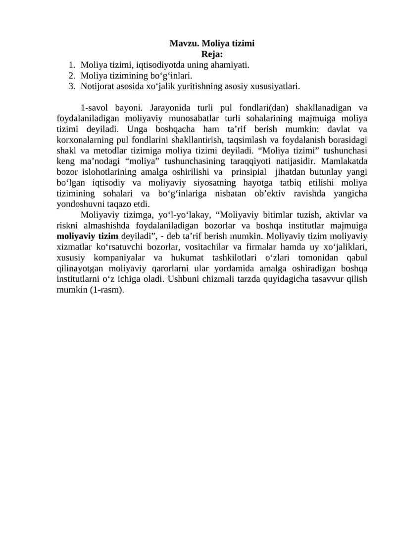 Moliya tizimi 1