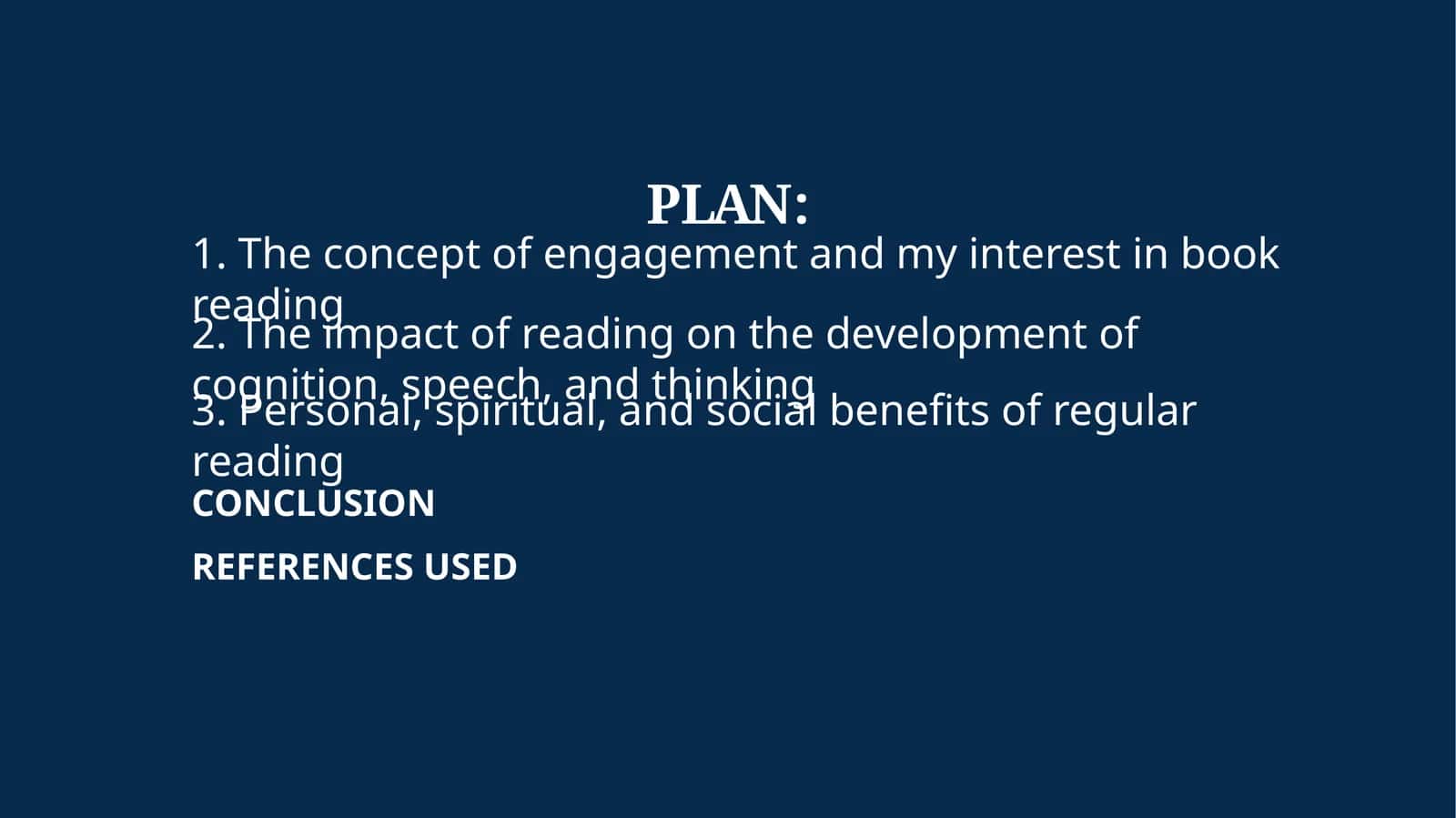 "The concept of engagement and my interest in reading" 1