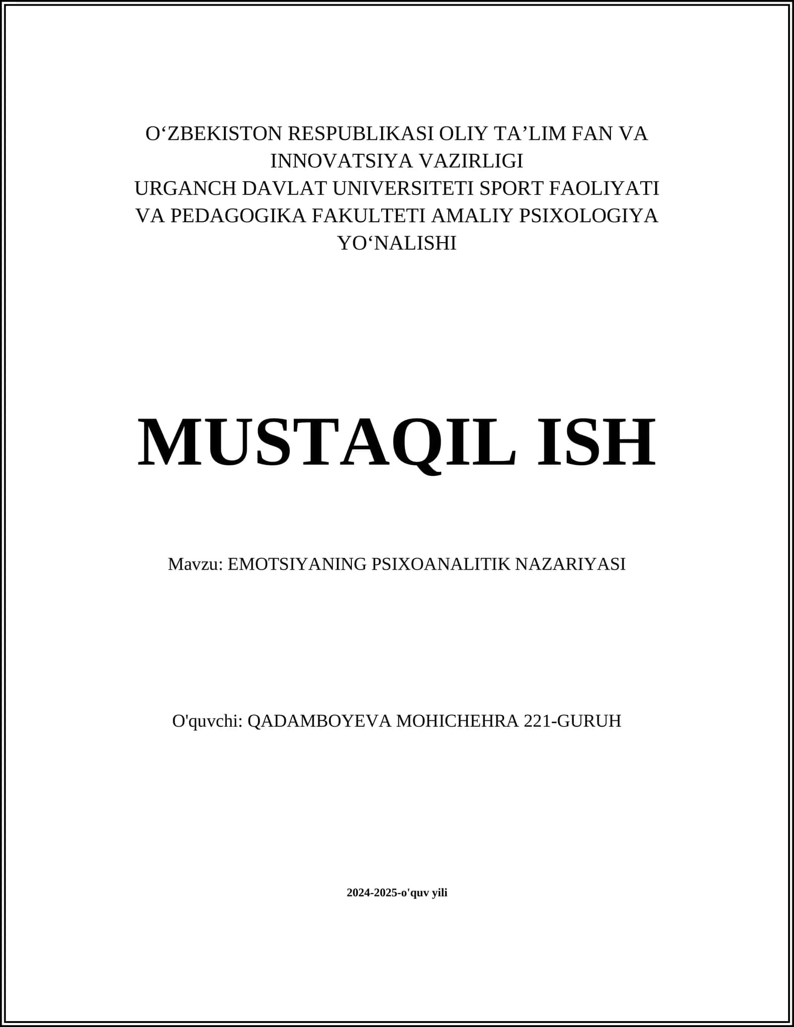 EMOTSIYANING PSIXOANALITIK NAZARIYASI 1
