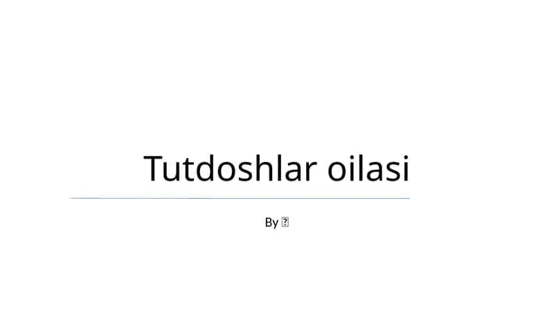Tutdoshlar oilasi 1