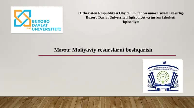 Molyaviy Resuslarni Boshqarish 1