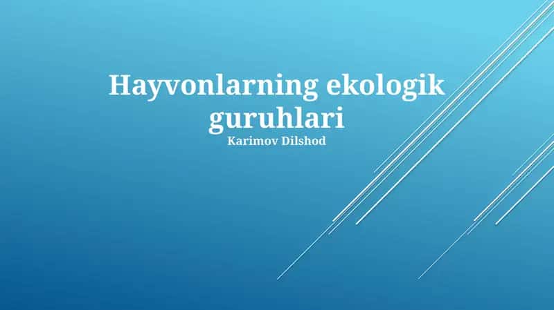 Hayvonlarning ekologik guruhlari 1
