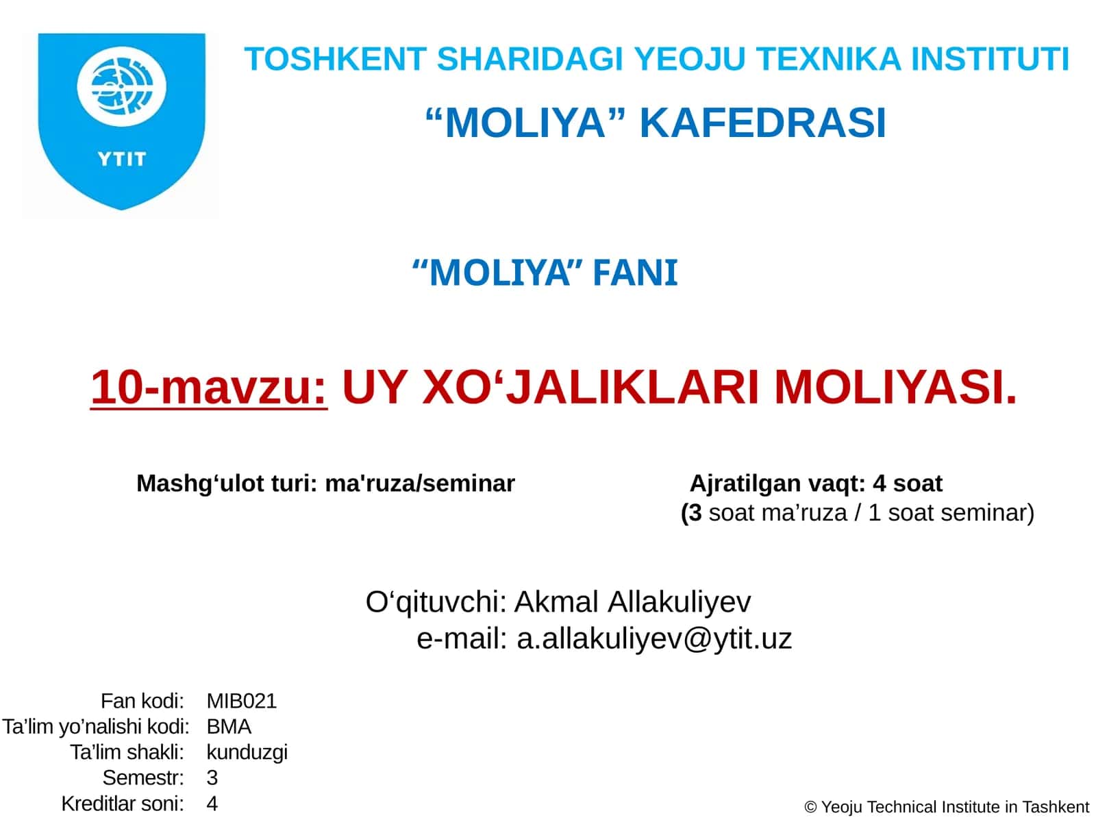 UY XO‘JALIKLARI MOLIYASI 1