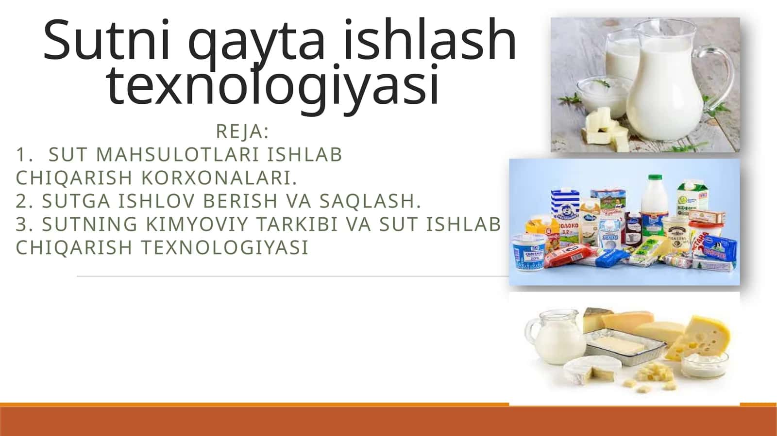 Sutni qayta ishlash texnologiyasi 1