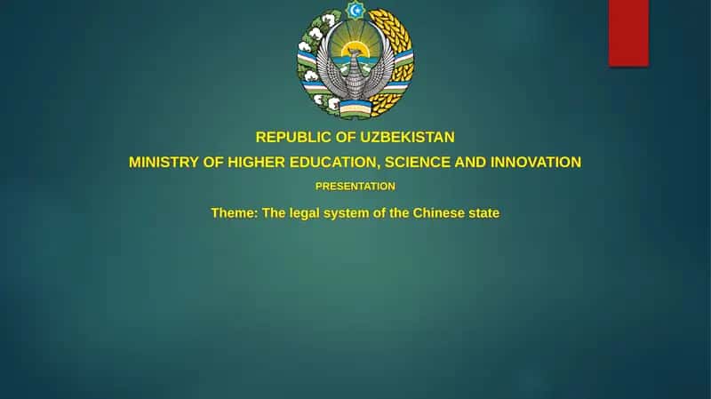 The legal system of the Chinese state 1