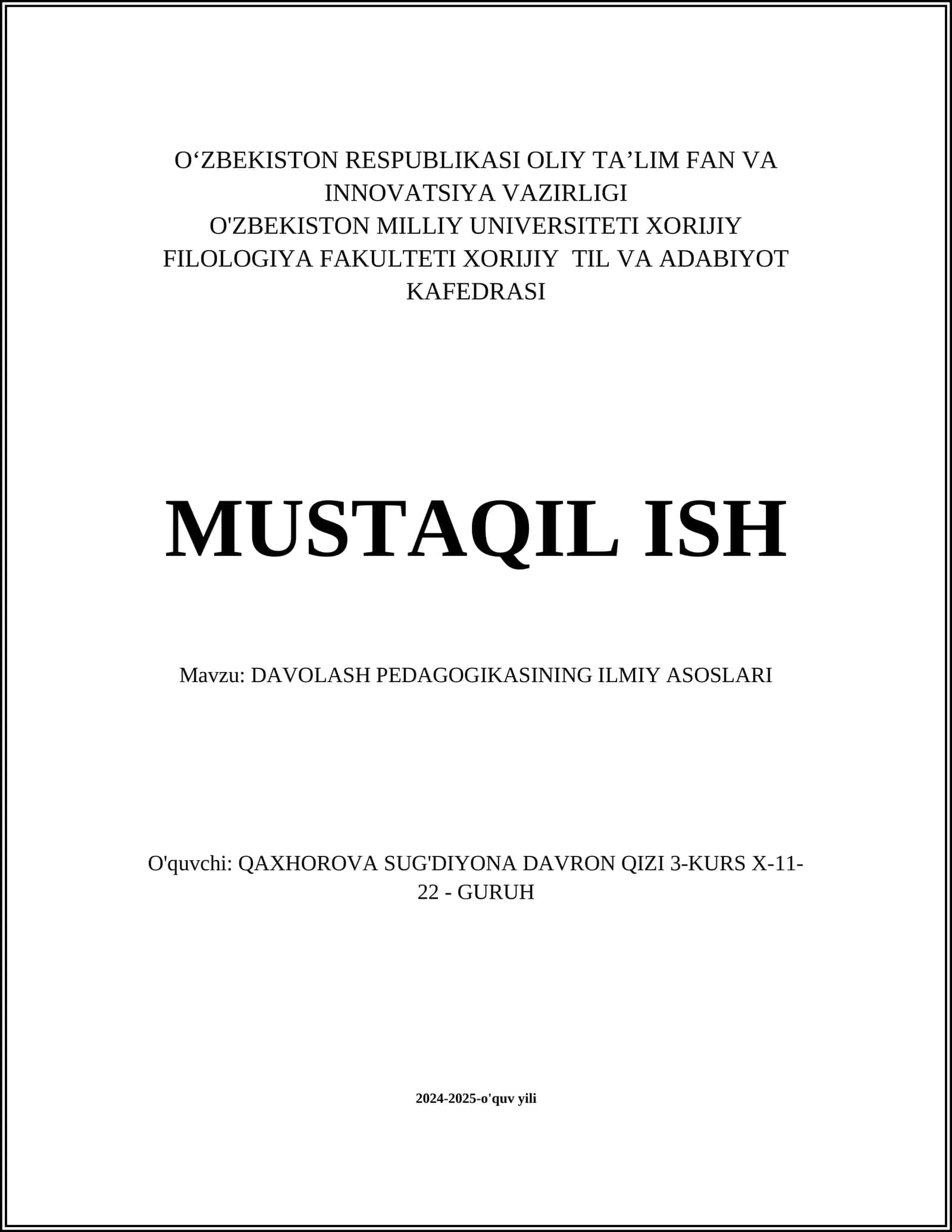 DAVOLASH PEDAGOGIKASINING ILMIY ASOSLARI 1