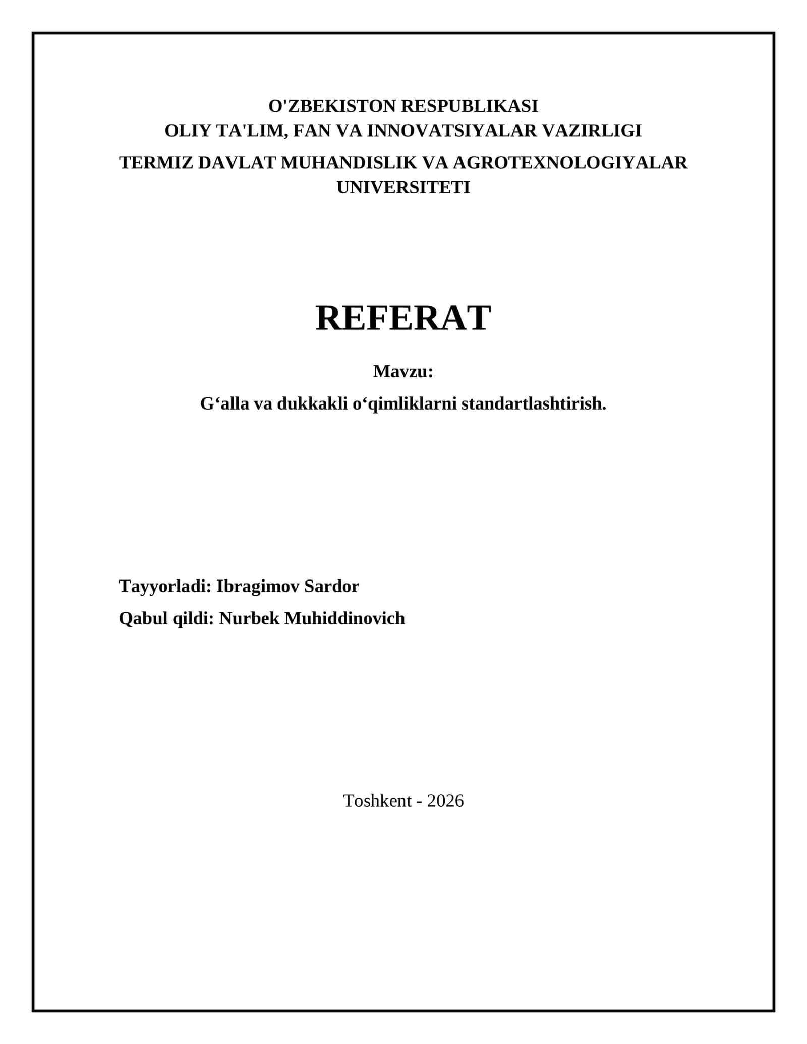 G‘alla va dukkakli o‘qimliklarni standartlashtirish 1