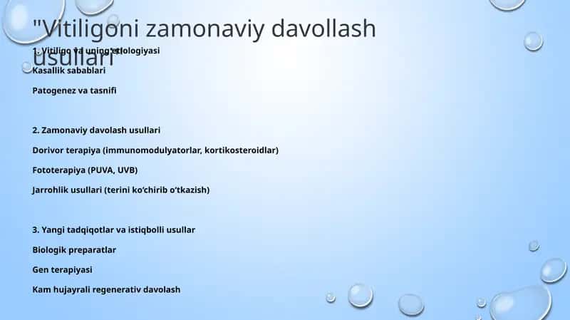 Vitiligoni zamonaviy davollash usullari 1
