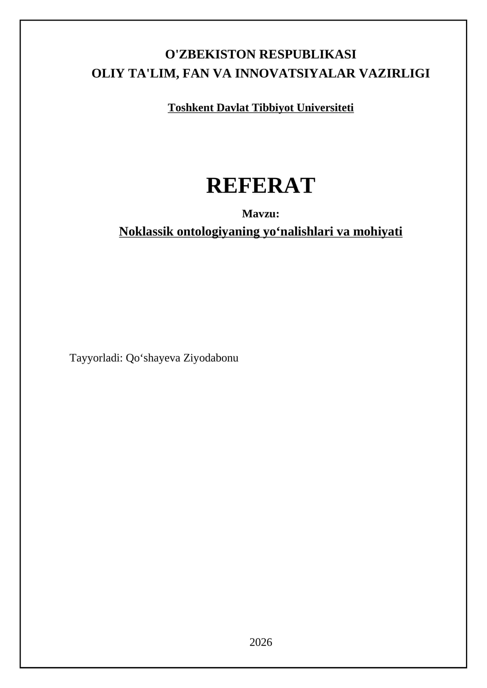 Noklassik ontologiyaning yoʻnalishlari va mohiyati 1
