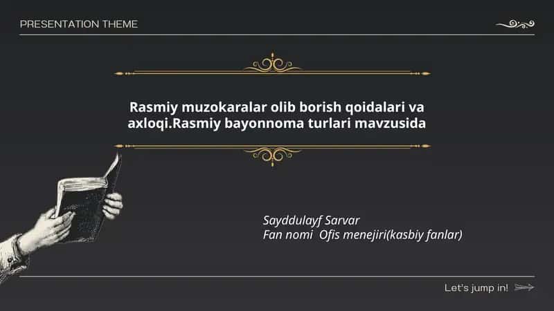 Rasmiy muzokaralar olib borish qoidalari va axloqi 1