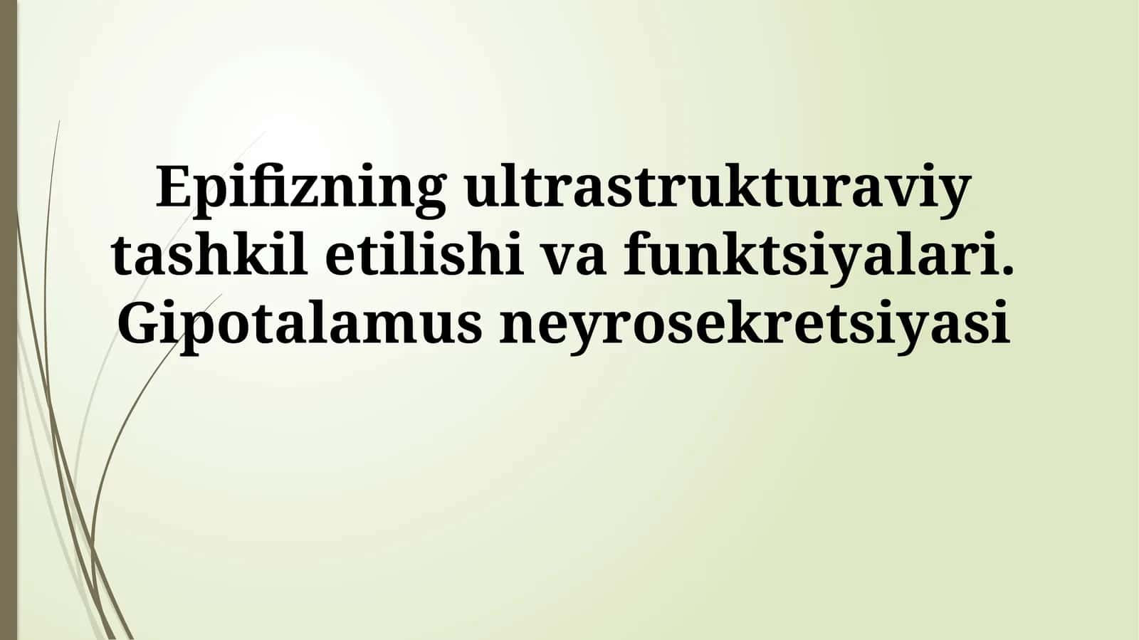 Epifizning ultrastrukturaviy tashkil etilishi va funktsiyalari. Gipotalamus neyrosekretsiyasi 1
