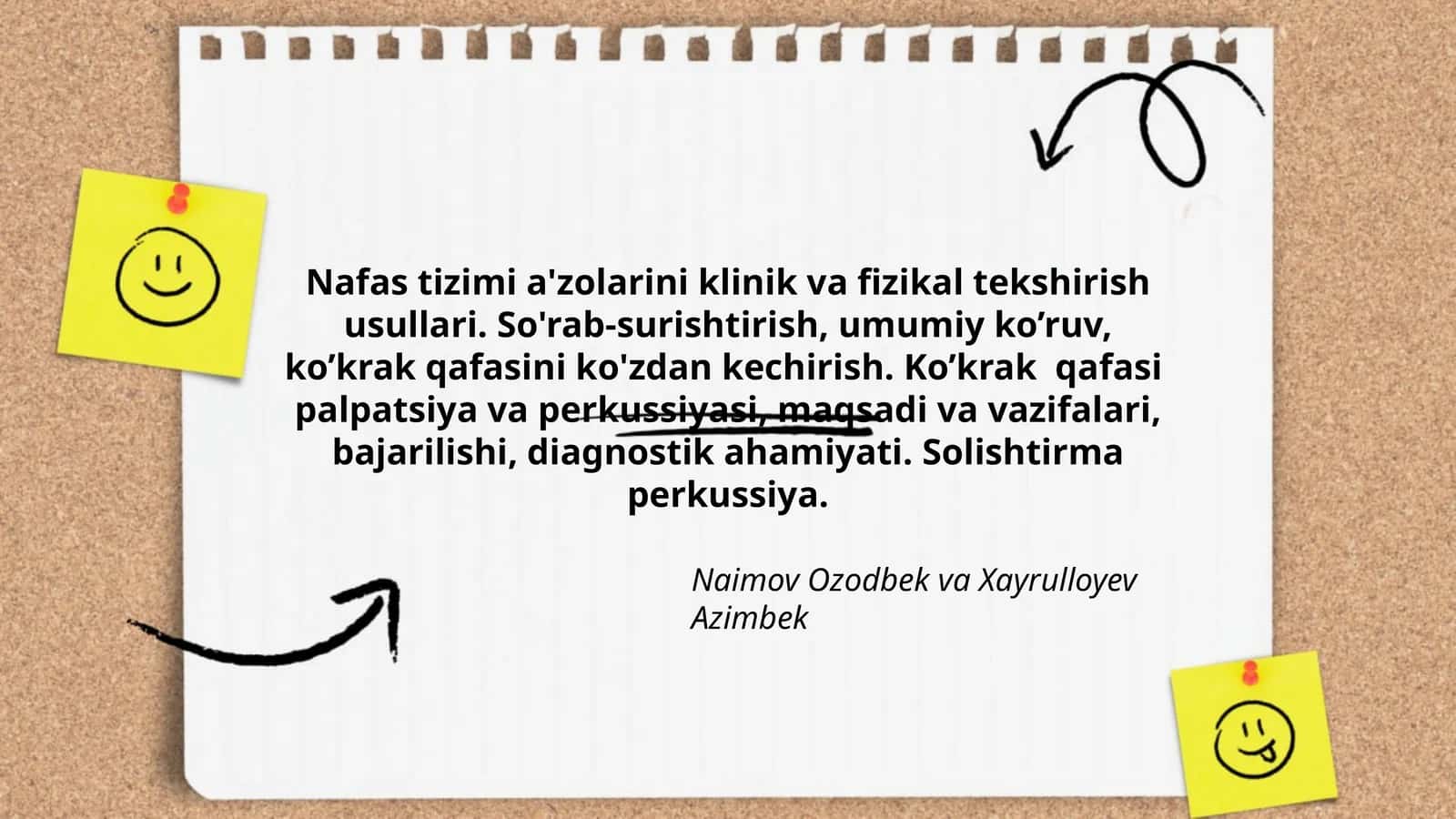 Nafas tizimi a'zolarini klinik va fizikal tekshirish usullari 1