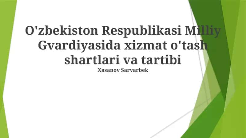Oʻzbekiston Respublikasi Milliy Gvardiyasi Xizmat Koʻrsatish Shartlari va Qoidalari 1