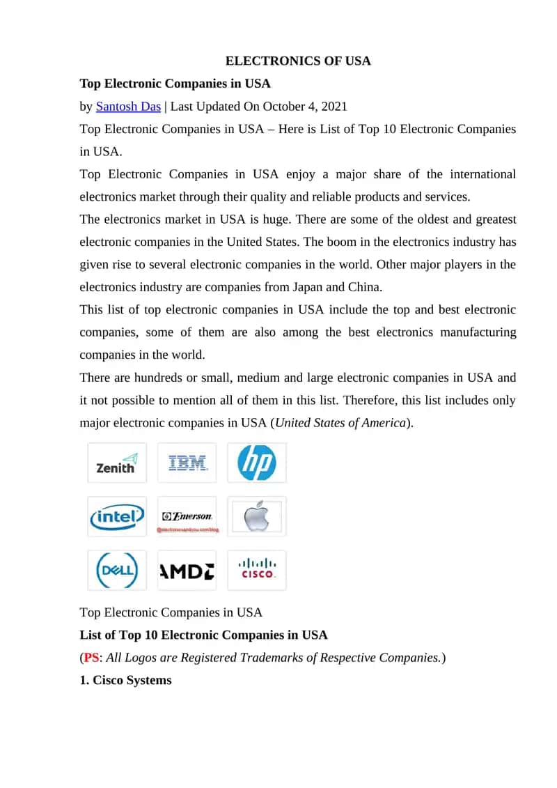 Top Electronic Companies in USA 1