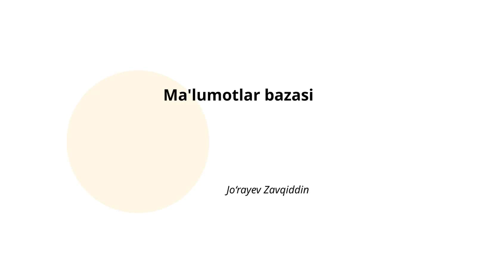 Ma'lumotlar bazasi 1