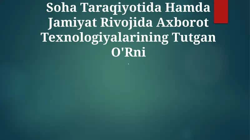 Sanoat transformatsiyasi: sanoat va jamiyat evolyutsiyasida axborot texnologiyalarining roli 1