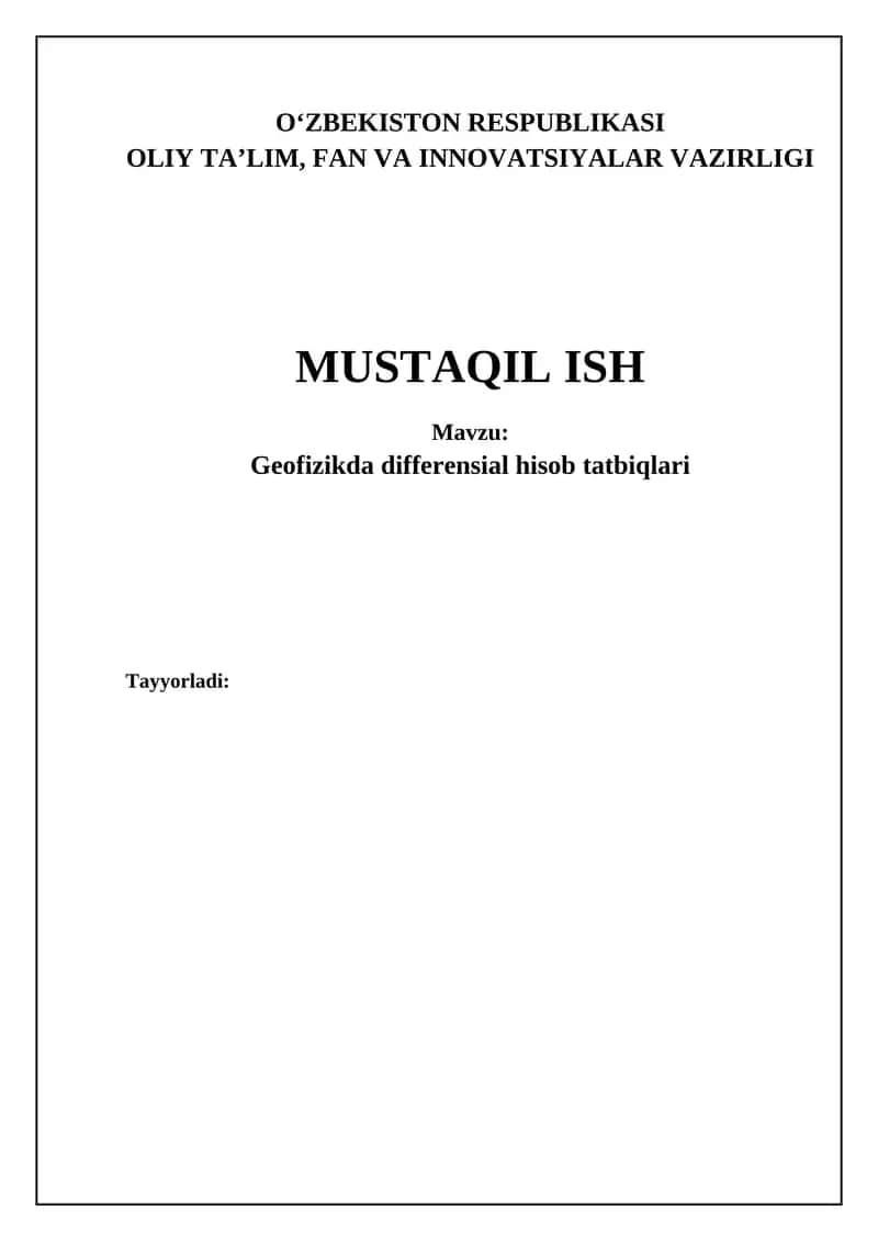 Geofizikda differensial hisob tatbiqlari 1