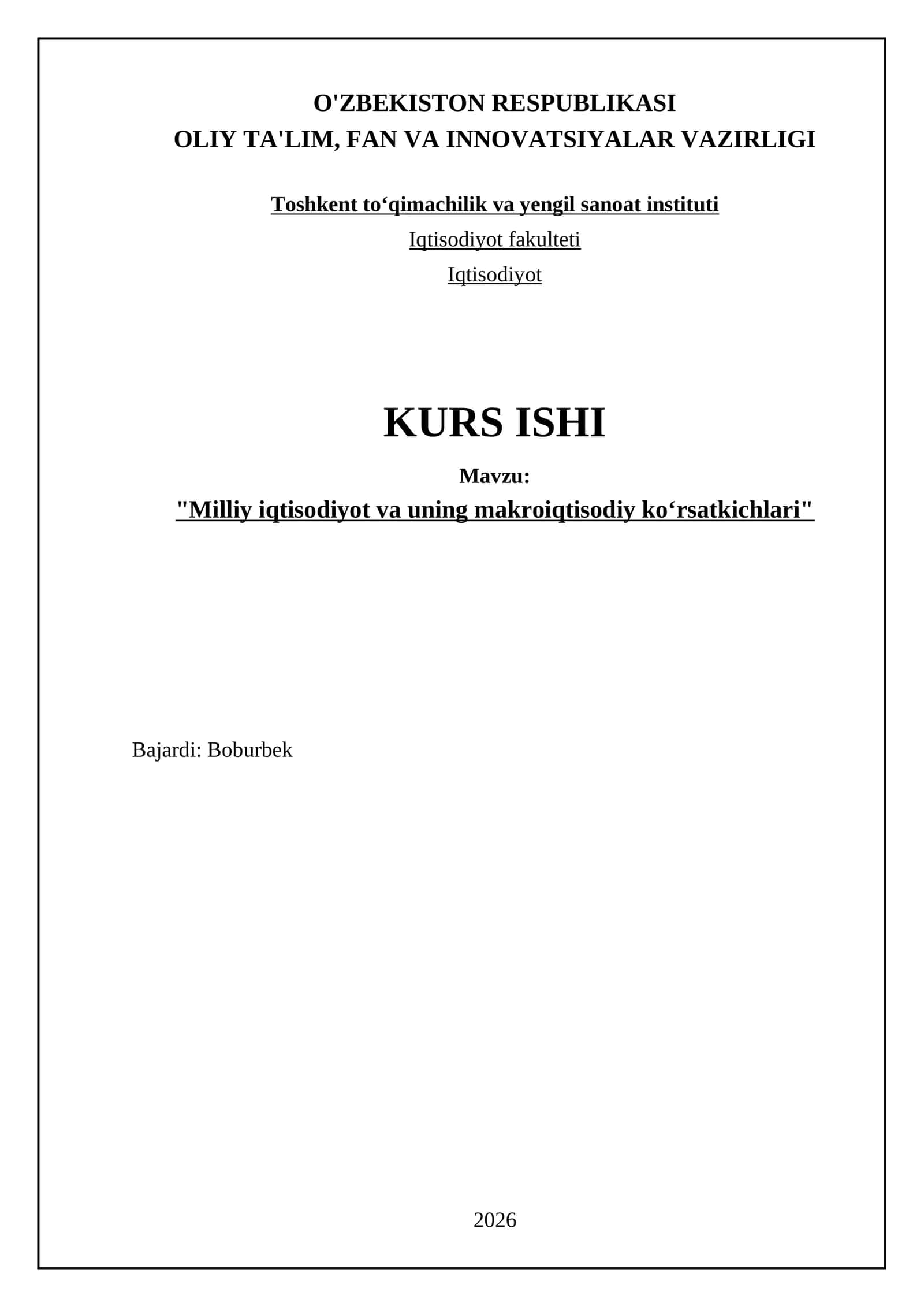 Milliy iqtisodiyot va uning makroiqtisodiy ko‘rsatkichlari 1