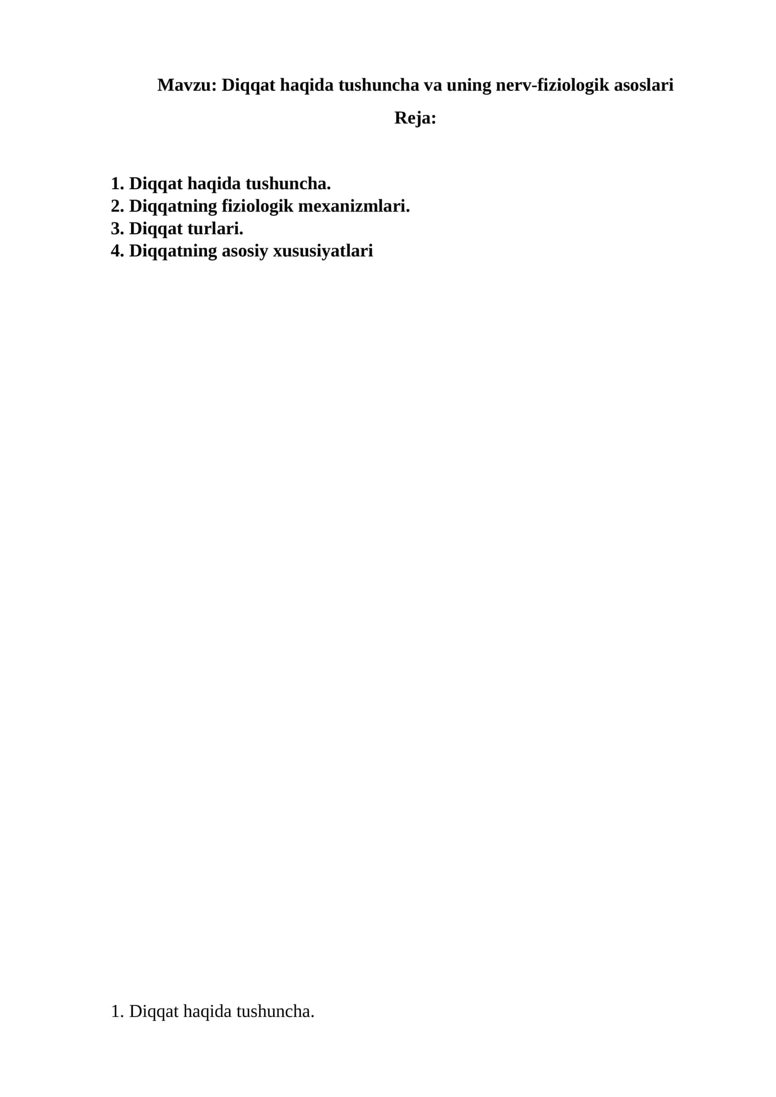 Diqqat haqida tushuncha va uning nerv-fiziologik asoslari 1