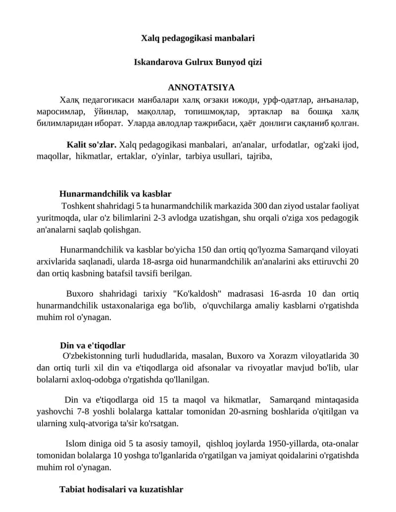 Xalq pedagogikasi manbalari 1