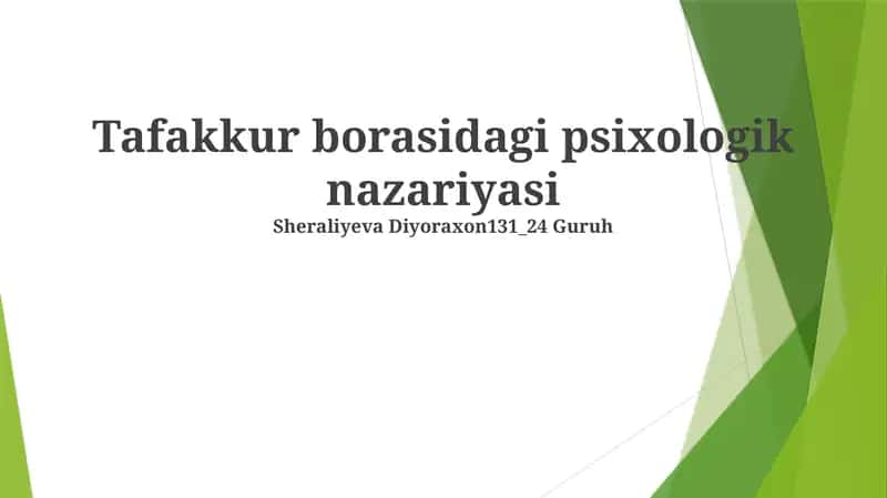 Tafakkur borasidagi psixologik nazariyasi 1