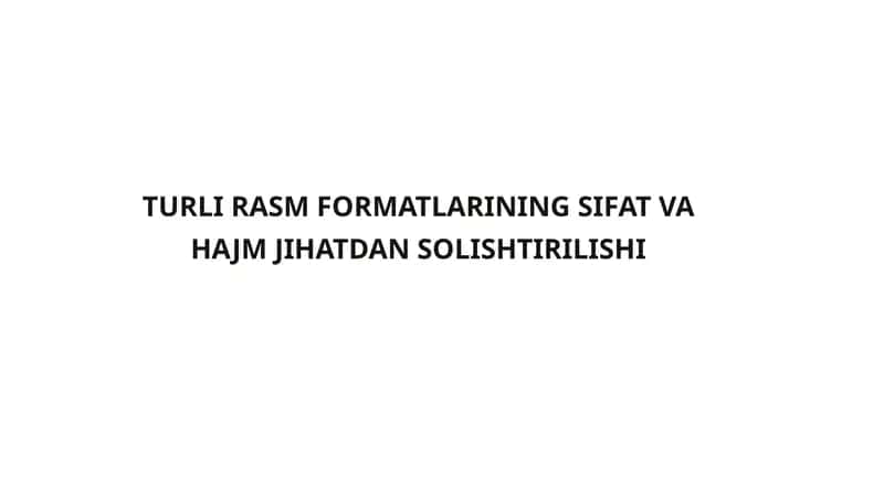 Rasm formatlarining solishtirilishi 1